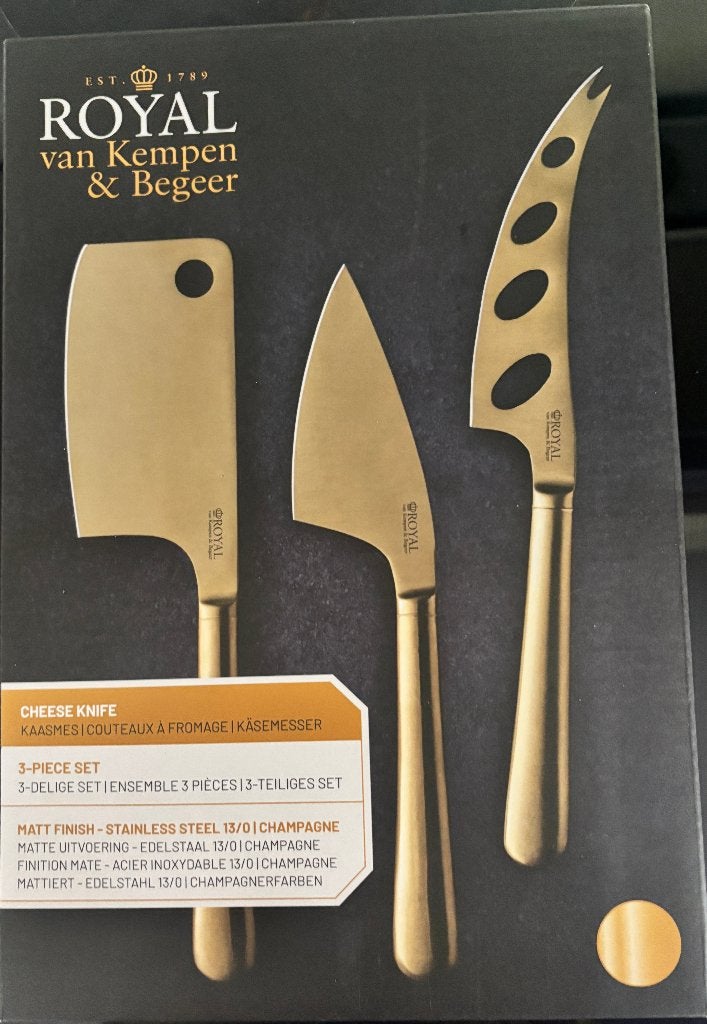 Royal van Kempen & Begeer Gold Cheese Knife Set, Overige materialen, Verzenden, Nieuw, Bord(en)
