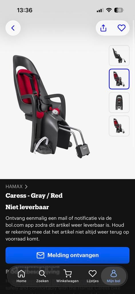 Hamax neuw fietstoelie, Ophalen, Zo goed als nieuw