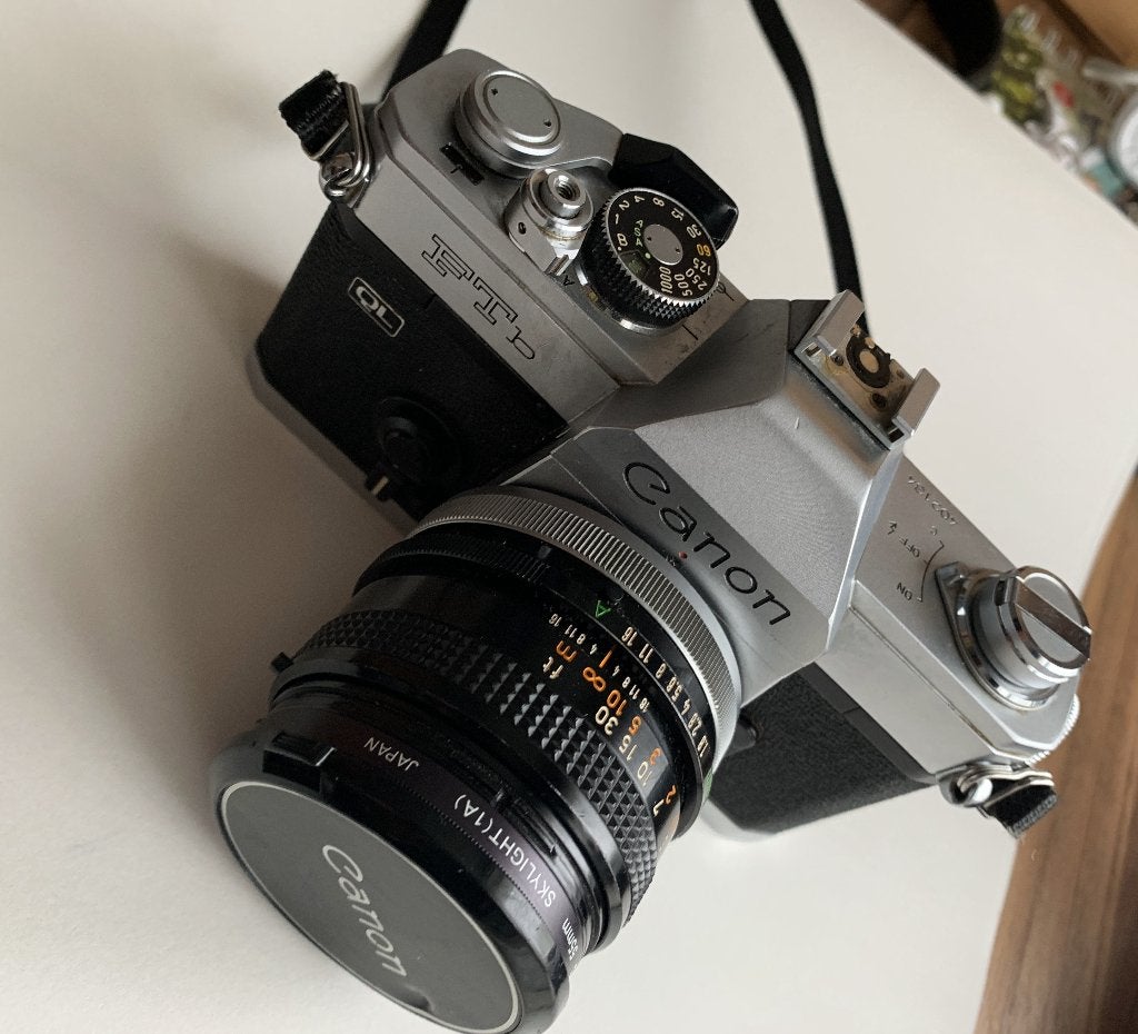 Canon FTb analoge spiegelreflex-camera met 3 lenzen, Audio, Tv en Foto, Ophalen, Zo goed als nieuw, Spiegelreflex, Canon