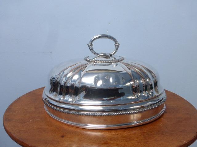 Zwaar verzilverde dekschaal dome ,cloche. 19e eeuw., Ophalen of Verzenden