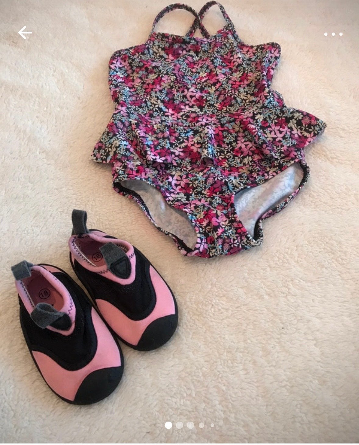 Zwemkleding set: Badpak bloemenprint & waterschoentjes, Gebruikt, Meisje, Badpak, Overige maten