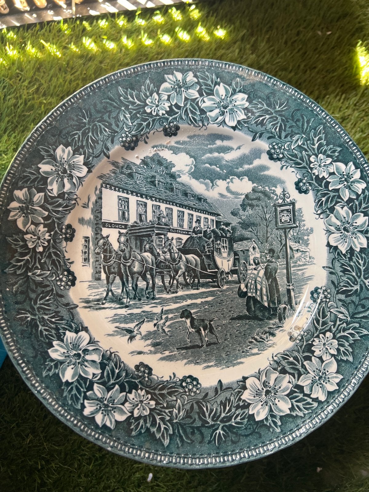 Antiek Royal Tudor Ware Coaching Taverns Bord 1828, Antiek en Kunst, Antiek | Servies los, Ophalen