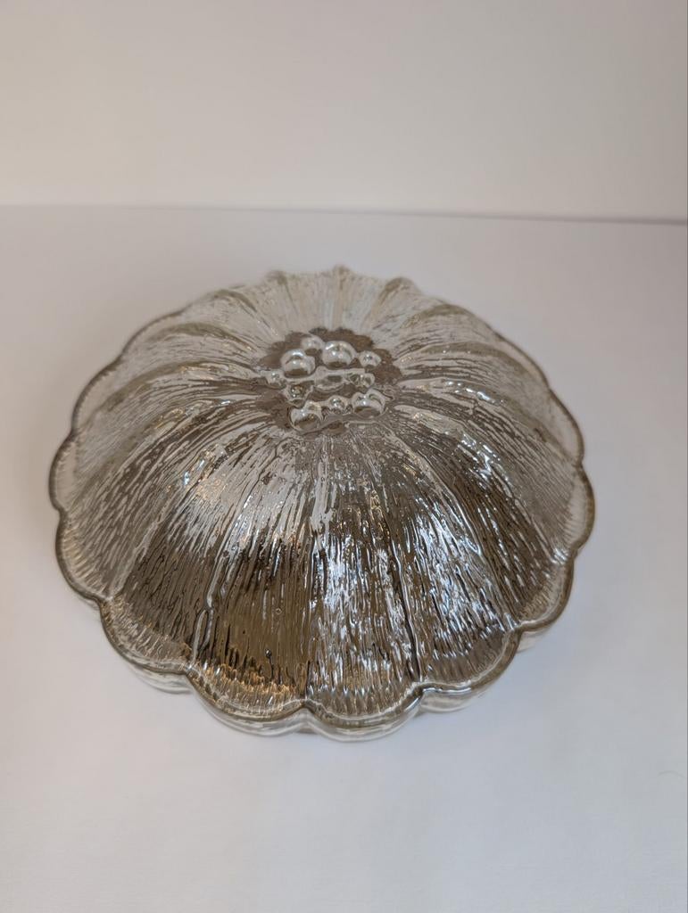 Vintage Plafondlamp - Bloemvormig Glas, Ophalen of Verzenden, Gebruikt, Glas, Vintage, Retro, Bloemvormig