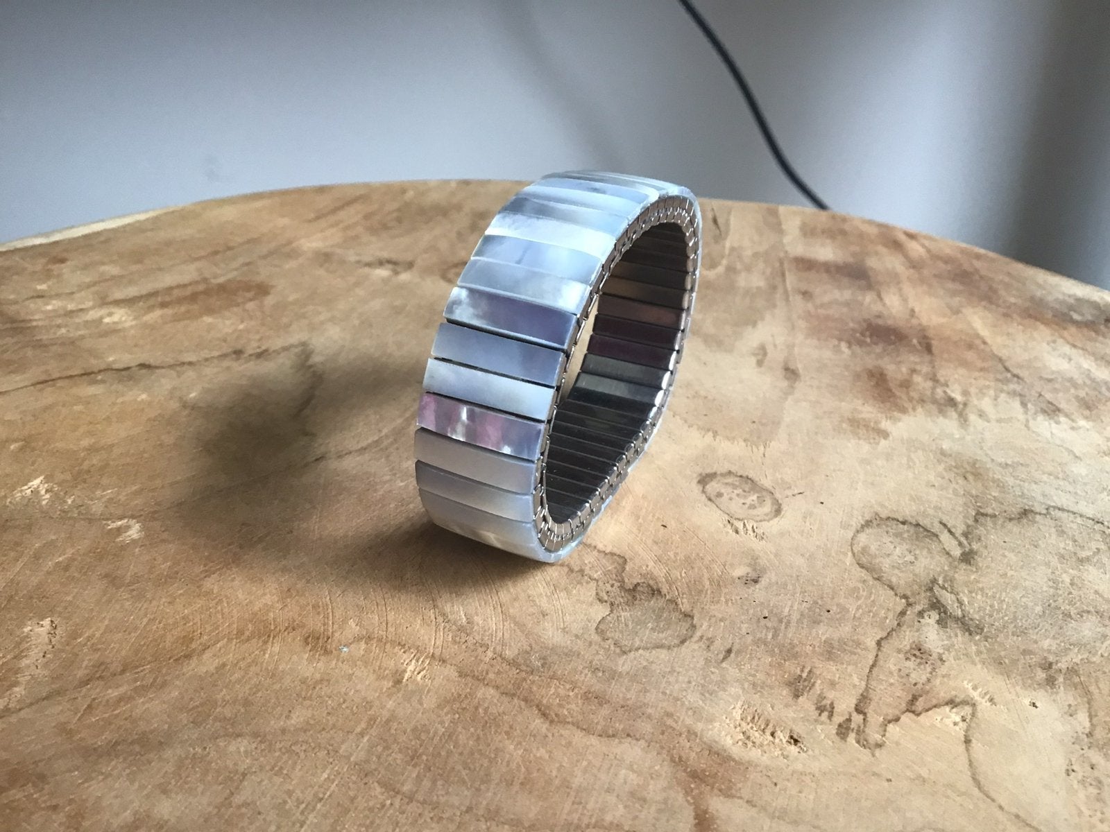 Rekarmband met parlemoer,parlemoer armband 16 mm, Verzenden, Nieuw, Zilver, Overige materialen
