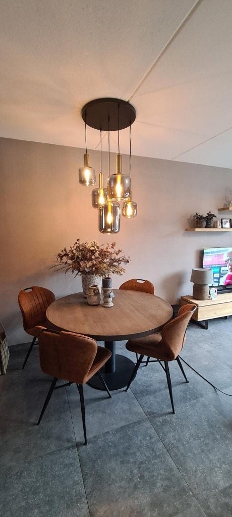 Light & Living hanglamp LEKAR met 5 lampen, Ophalen, Zo goed als nieuw, Glas, E27 (groot)