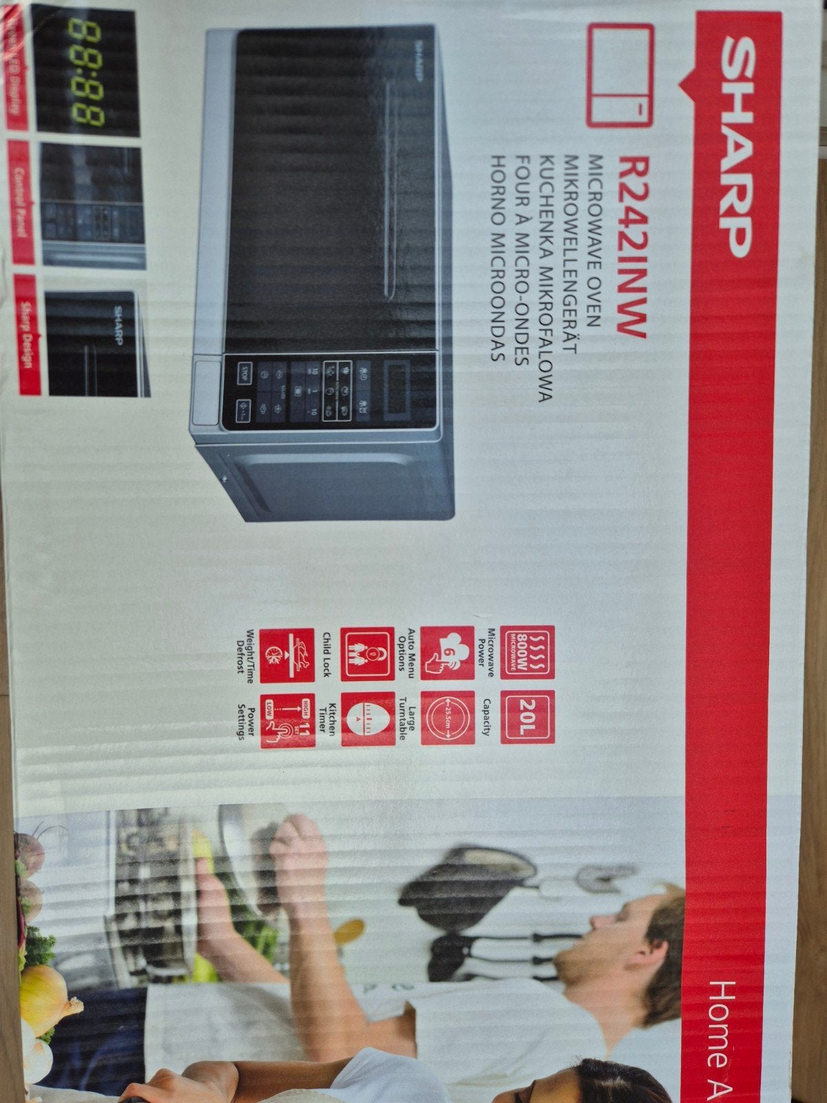 Sharp R242INW Magnetron 800W 20L, Ophalen, Minder dan 45 cm, Nieuw, Magnetron