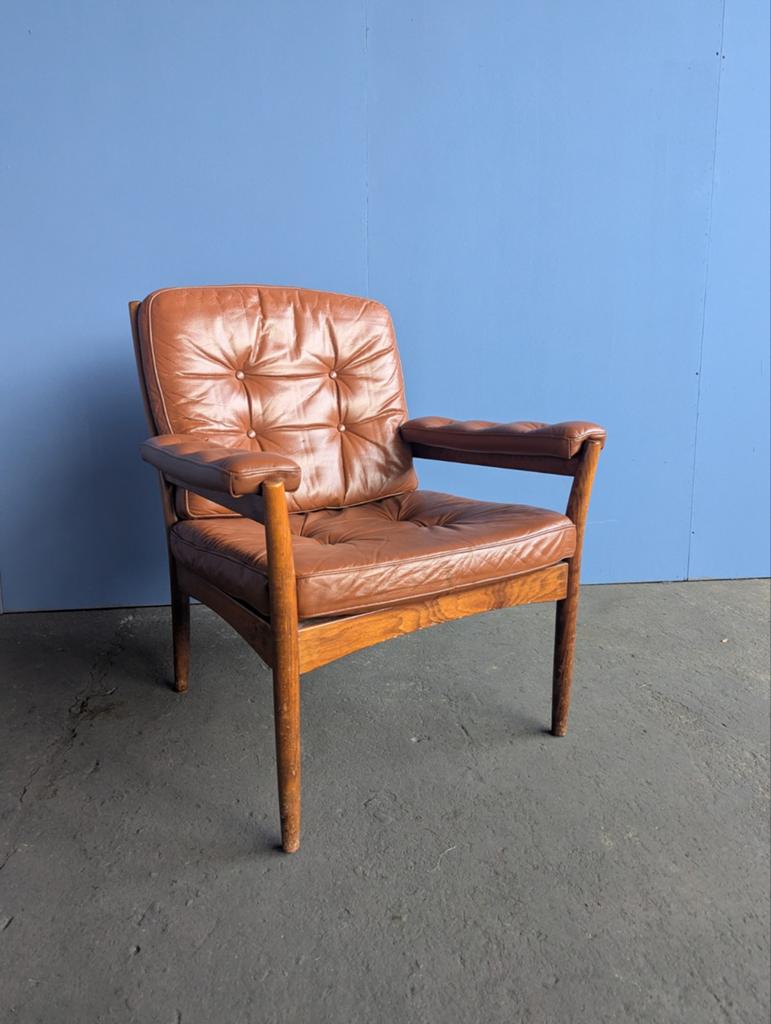 Vintage G-Mobel Fauteuil - Göte Möbler Zweden, Ophalen, Bruin, Zo goed als nieuw, Eén