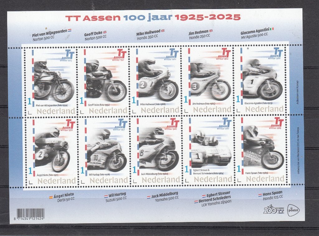 persoonlijke thema: TT Assen 100 jaar 1925 - 2025, Ophalen of Verzenden, Na 1940, Postfris