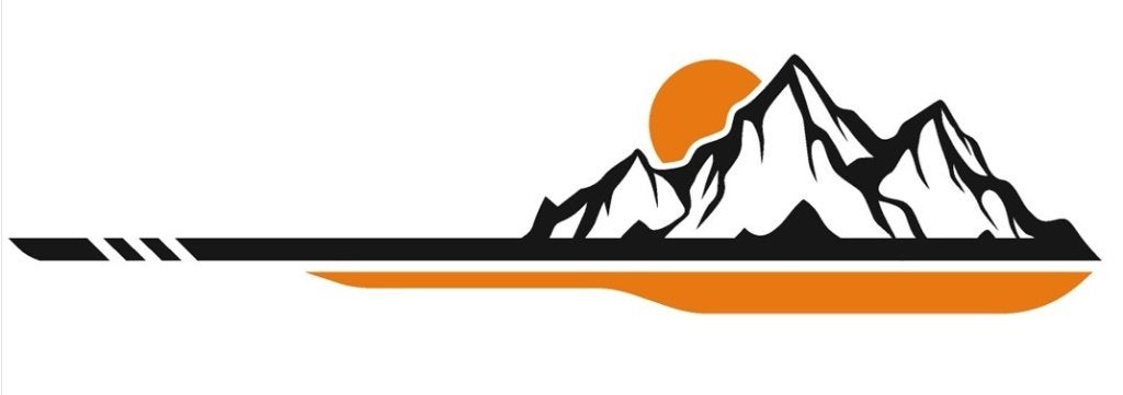 Camper caravan bus sticker sunny mountains, The River House v.o.f, Info@theriverhouse.nl, Nieuw, Ophalen of Verzenden