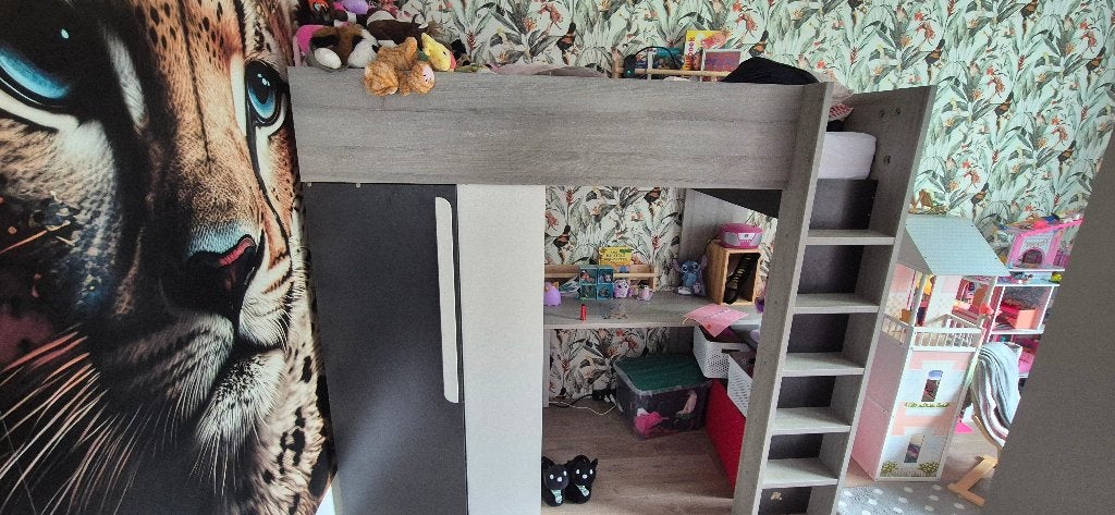 Twee hoogslapers met kledingkast en bureau, Ophalen, Gebruikt, Eenpersoons, 200 cm