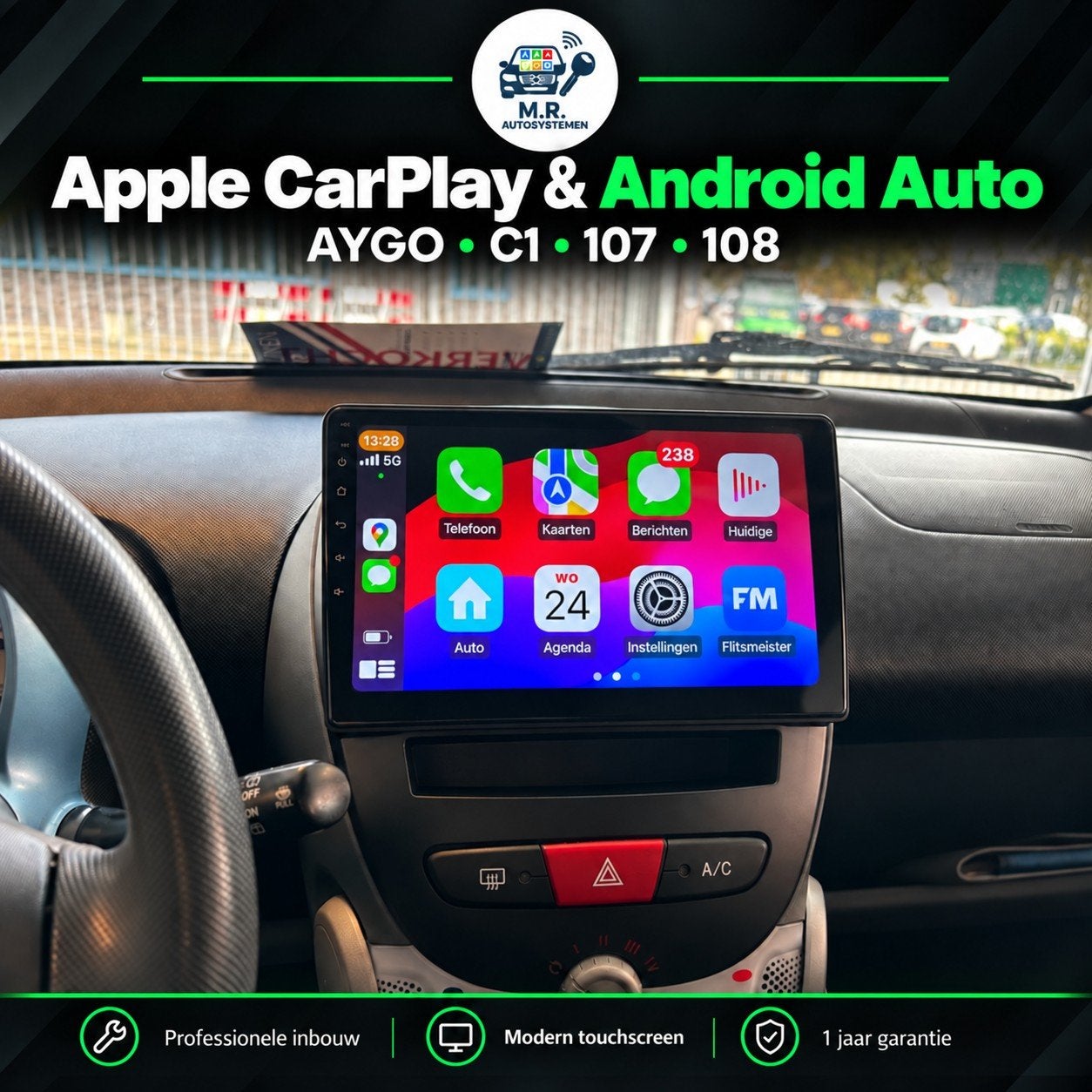 Carplay/Android Auto Multimedia AYGO,C1,107,108 + Inbouw, Info@mrautosystemen.nl, Citroën, -, Nieuw