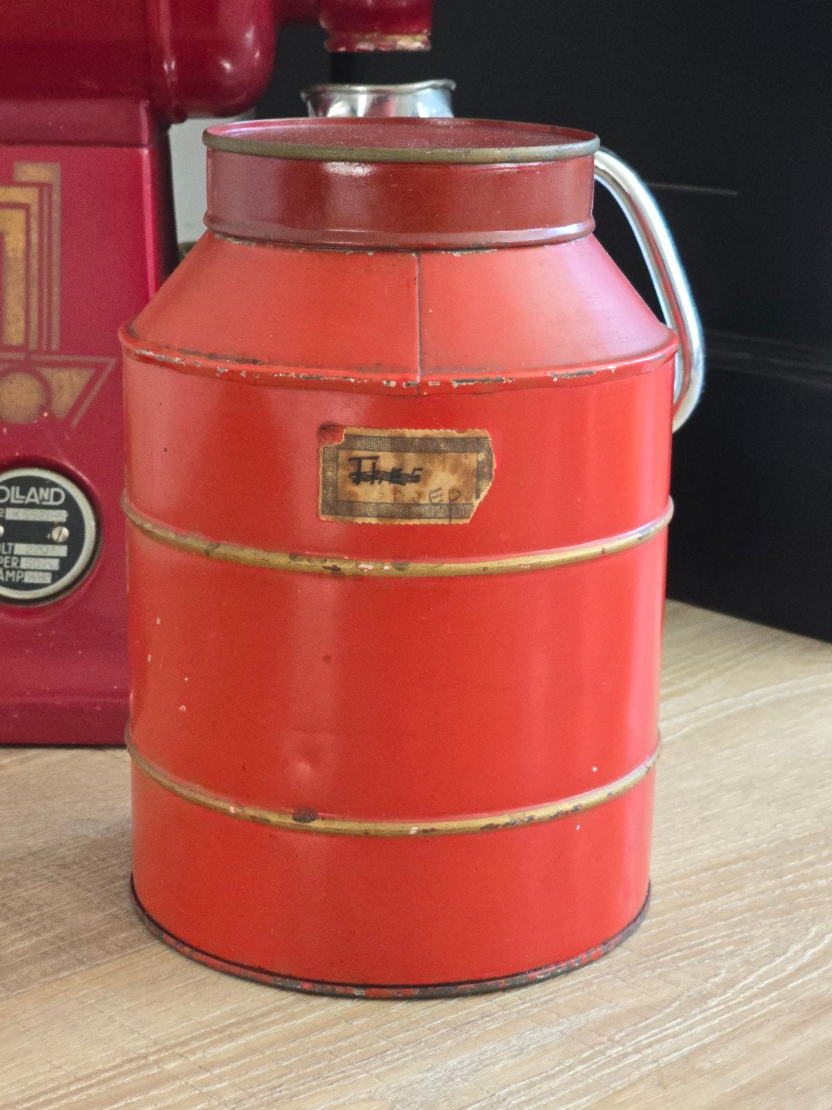 antiek rood metalen winkelblik - Koffieblik 1920S €22,50, Ophalen of Verzenden