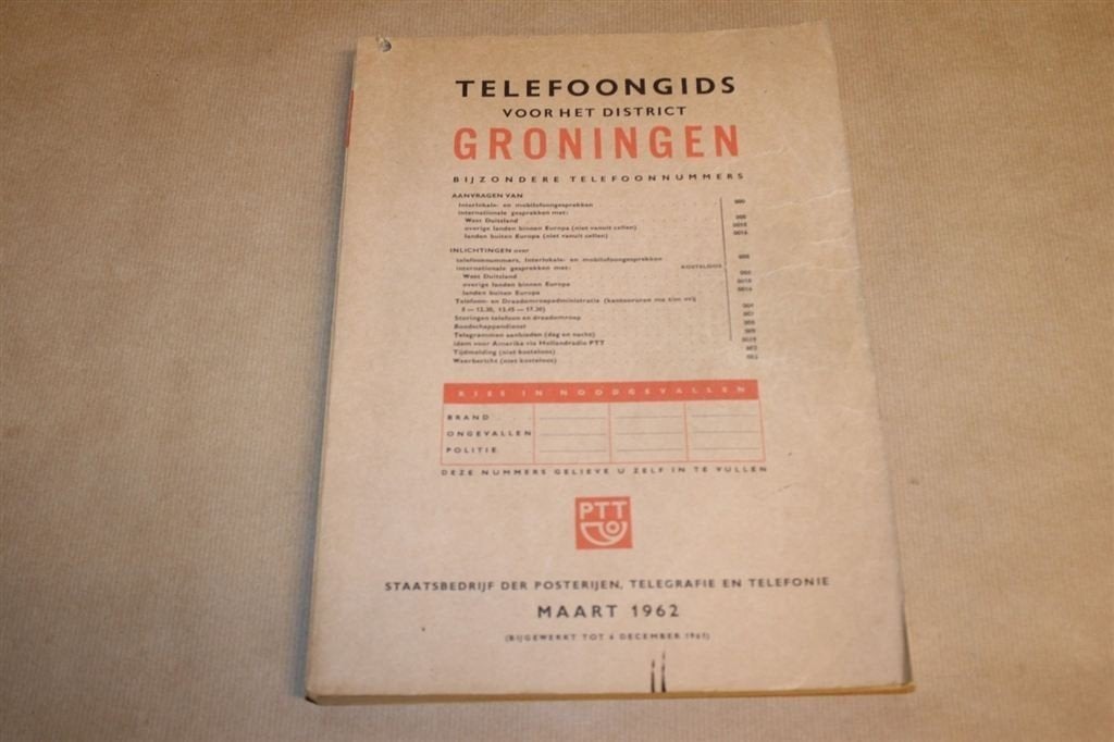 Telefoongids voor het district Groningen - 1962 !!, Ophalen of Verzenden, Zo goed als nieuw