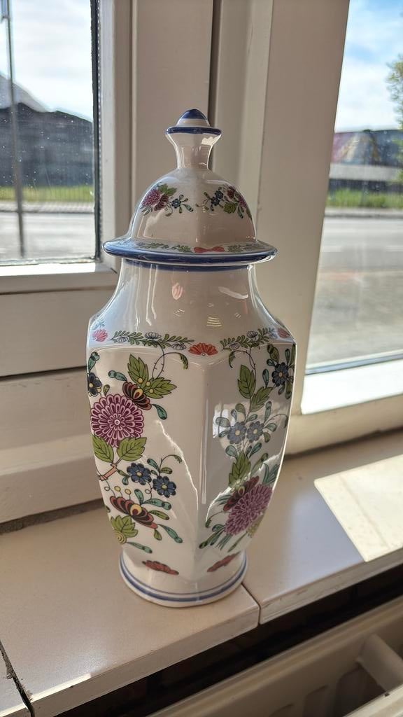 Vintage Mia Ennings Delfts Blauw Stijl Vaas met Deksel, Ophalen of Verzenden