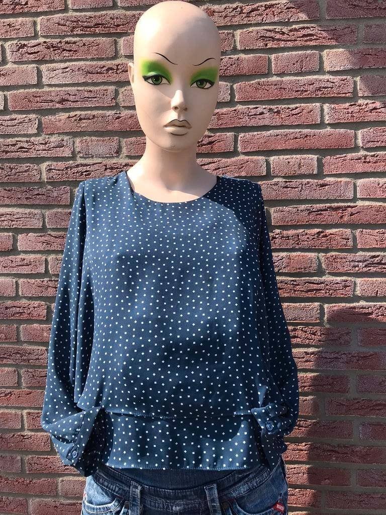 Top blauw met witte stippen Zara XS, Blauw, Zara, Ophalen of Verzenden, Zo goed als nieuw