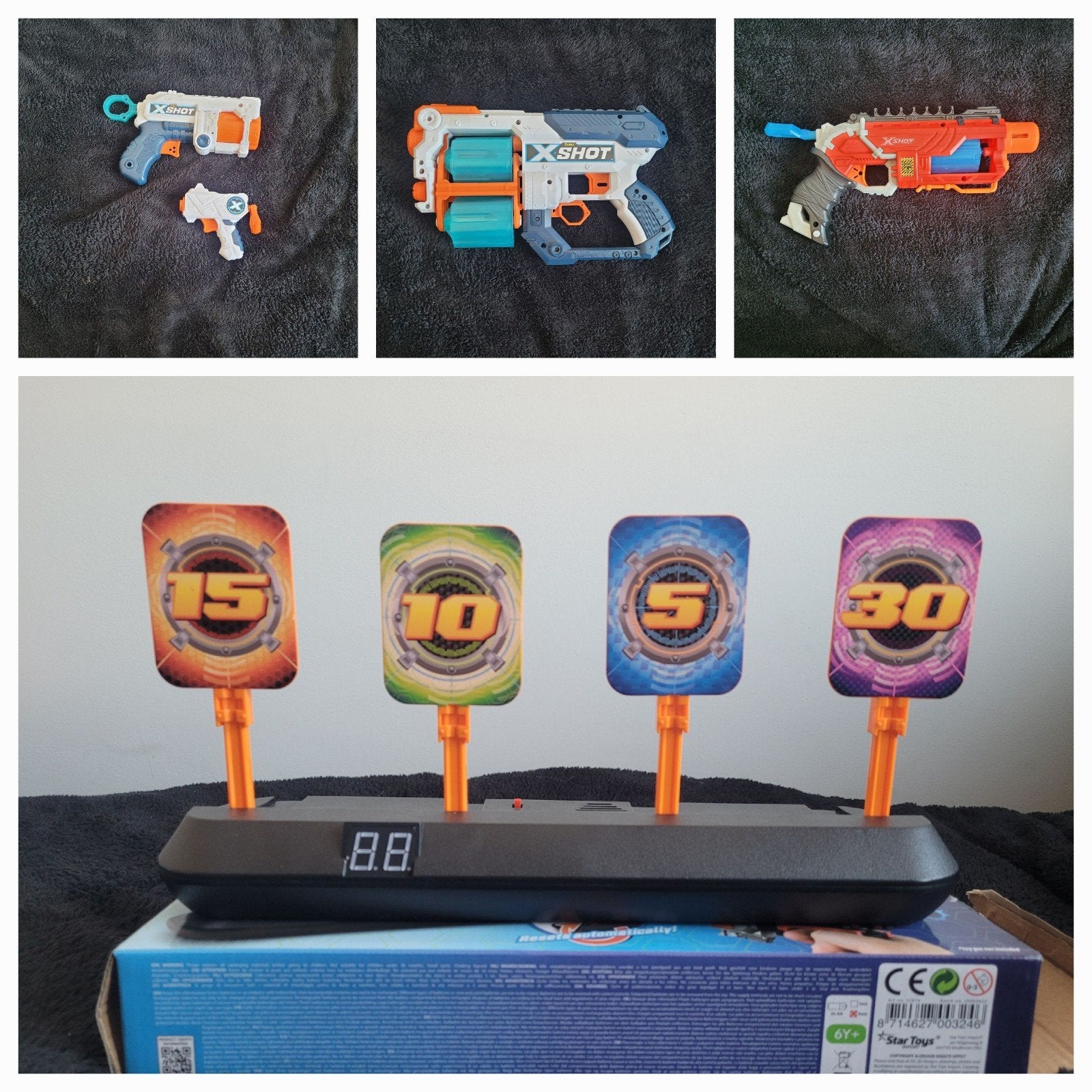 Diverse x-shot nerf guns + interactieve traget, Spelcomputers en Games, Games | Atari, 1 speler, Ophalen, Zo goed als nieuw, Overige modellen