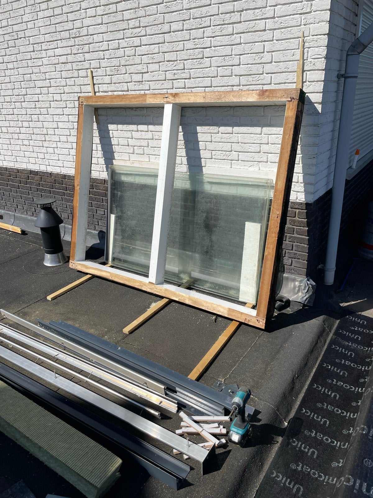 2x Daklichtkoepel/Overkapping Glasplaten met Houten Balken, Ophalen, Gebruikt, 160 cm of meer, Glasplaat