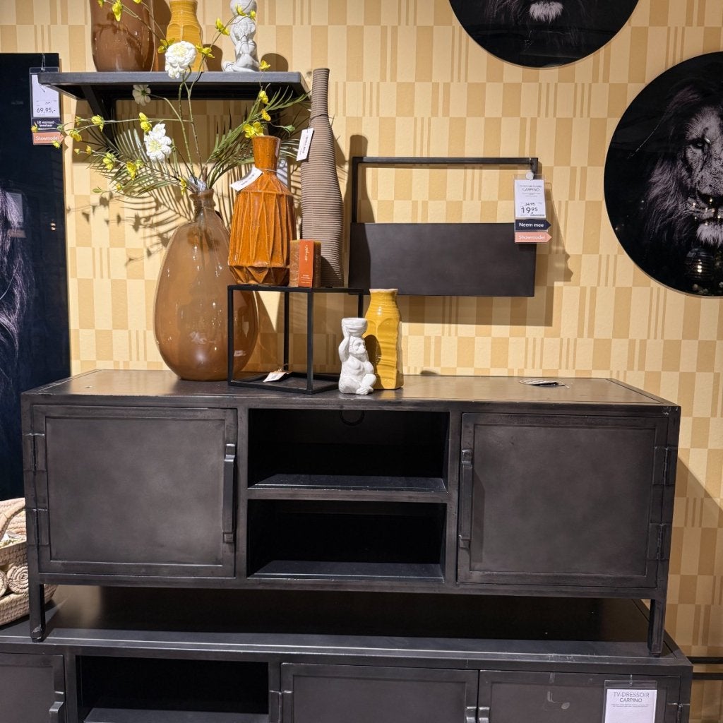 Tv Meubel Carpino - Zwart Metaal - 137 cm - Pronto Wonen, Niet ingevuld, Niet ingevuld, Niet ingevuld