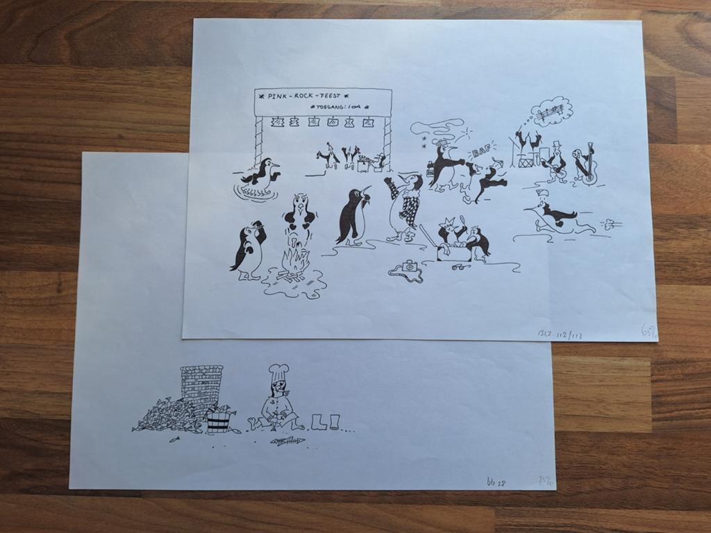 Pauline Drost originele illustraties voor Plinius Pinguïn, Ophalen of Verzenden, Zo goed als nieuw