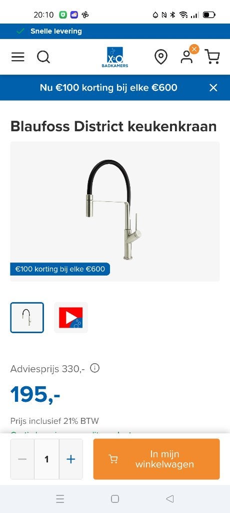 Blaufoss keukenkraan flexibele stang nw, Ophalen of Verzenden, Nieuw, Kraan