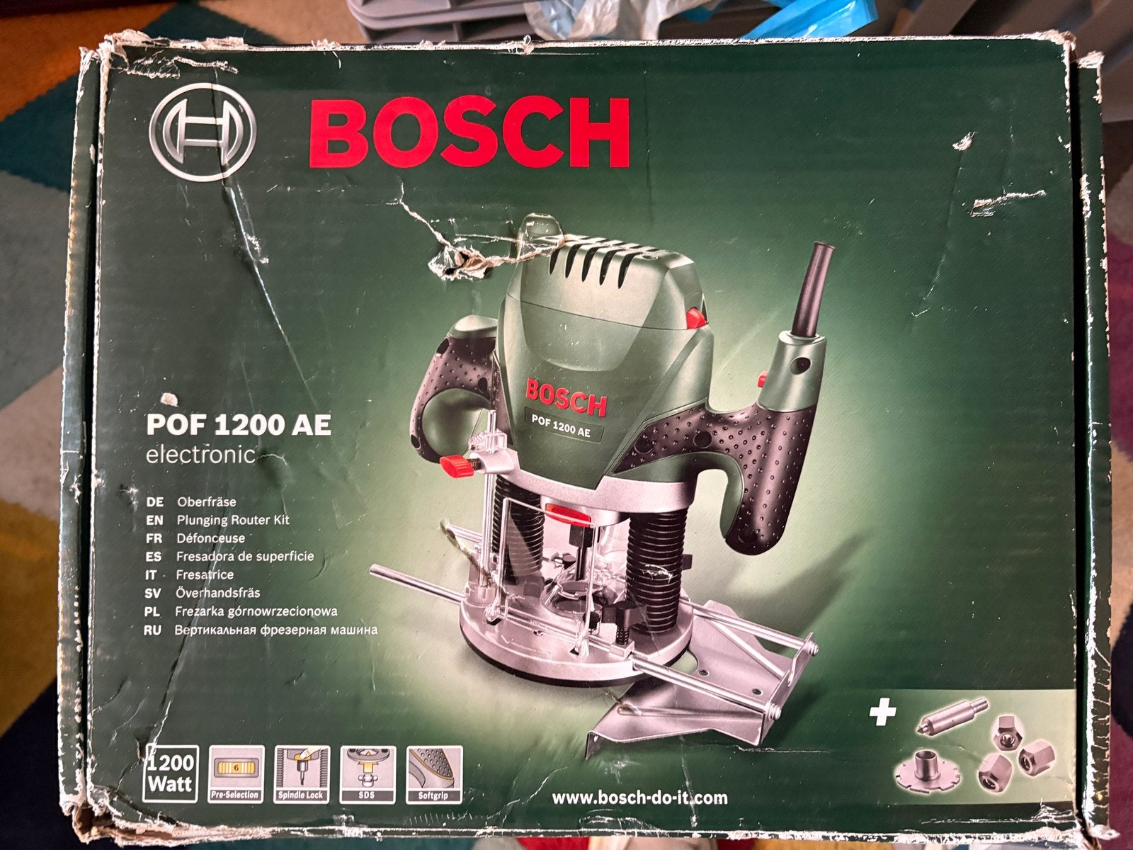 Bosch POF 1200 AE Bovenfrees - incl frezen, Ophalen of Verzenden, Zo goed als nieuw, Elektrisch, Bovenfrees