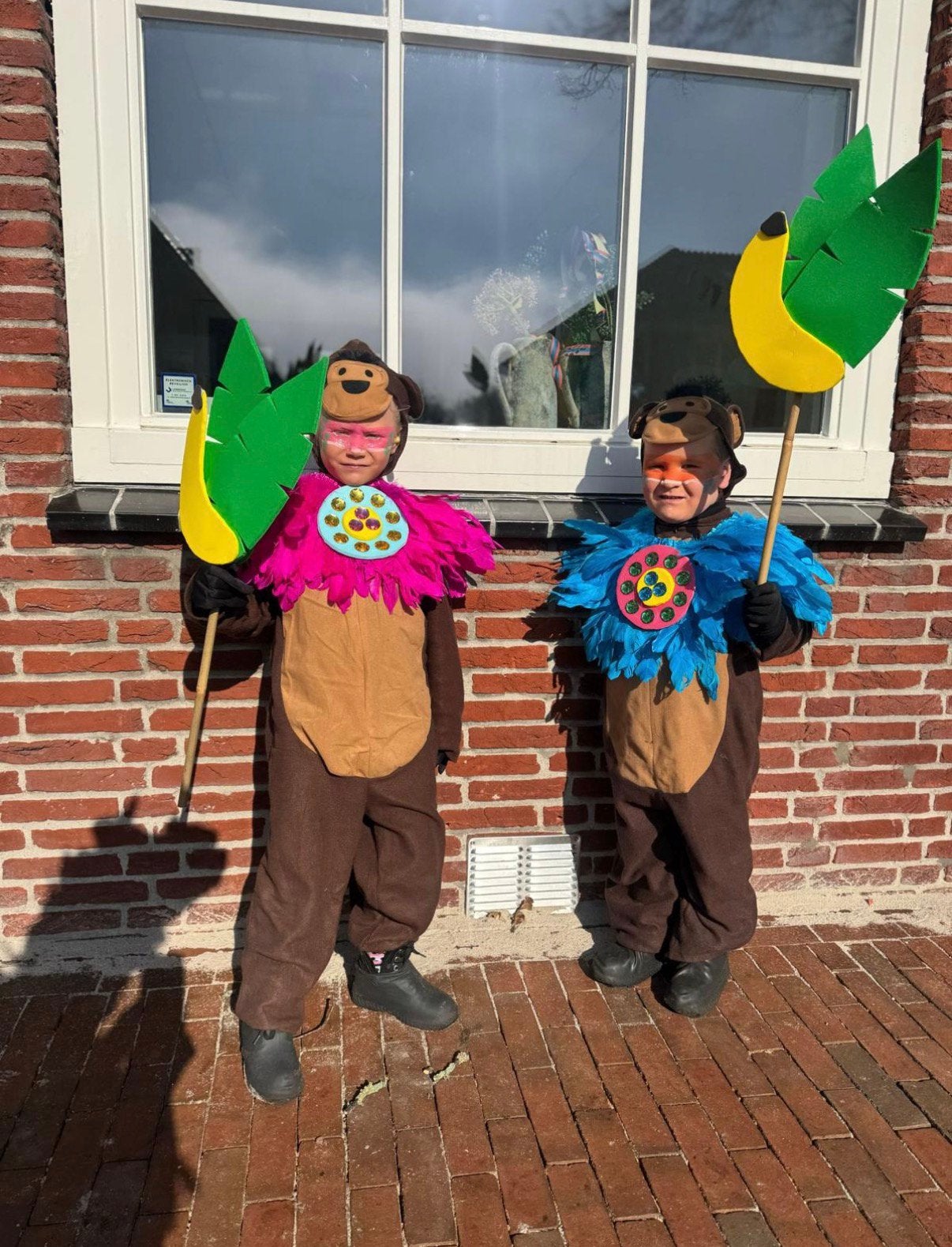 Grote loopgroep thema jungle apen carnaval, Ophalen of Verzenden, Zo goed als nieuw, Maat 46/48 (XL) of groter, Carnaval