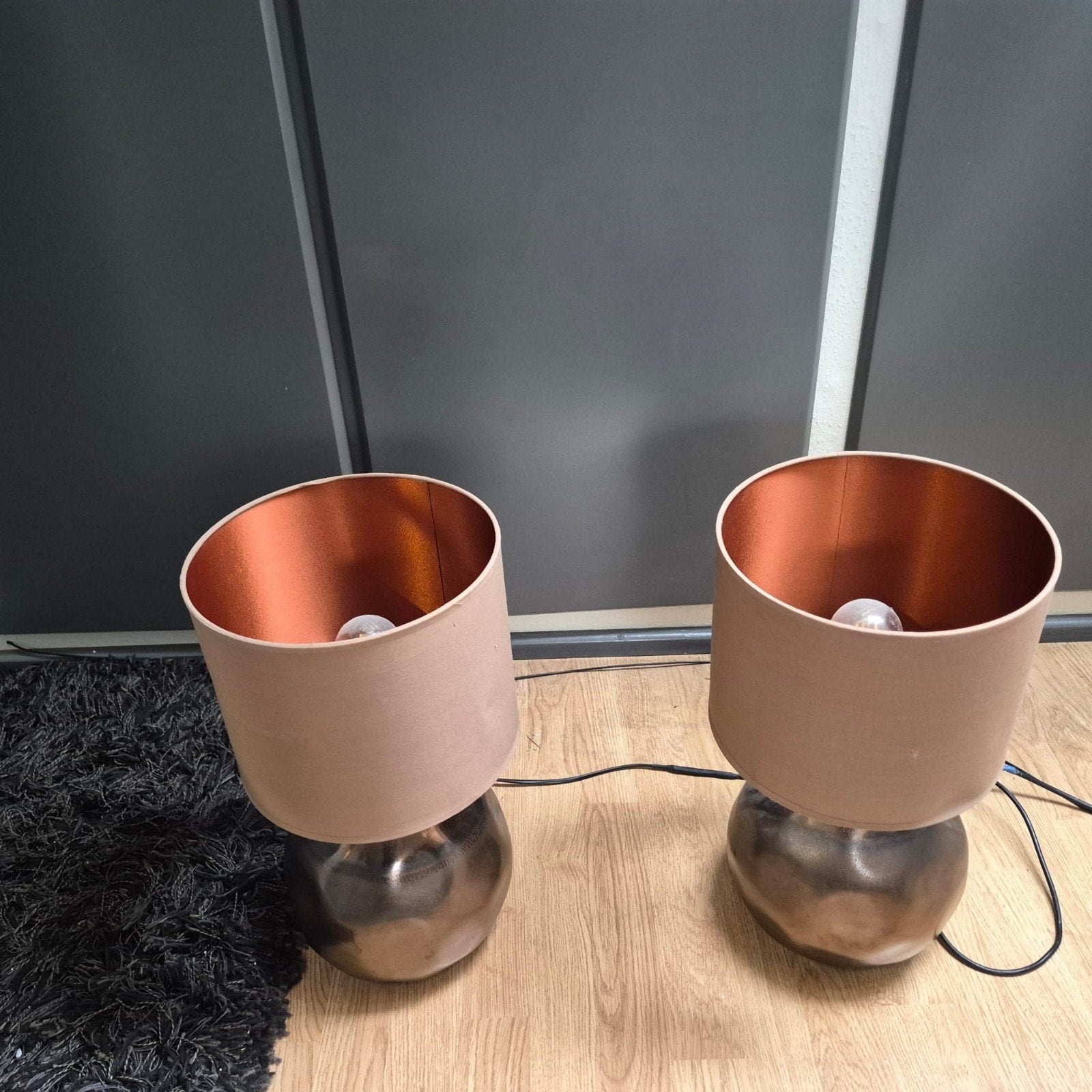 schemerlamp beige met koperkleur, Huis en Inrichting, Beige, Ophalen, Schemerlamp