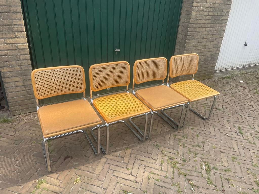 Vintage Marcel breuer Cesca webbing eetkamerstoelen, Ophalen of Verzenden, Zo goed als nieuw, Bruin