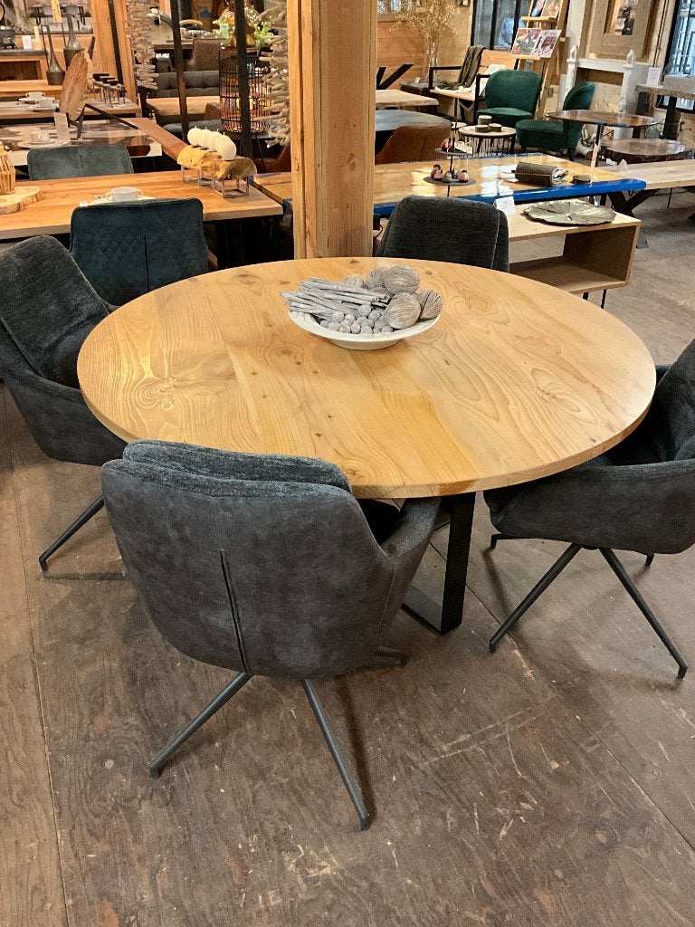 Ronde Cederhouten tafel, Huis en Inrichting, Tafels | Eettafels, Rond, Nieuw, Ophalen of Verzenden, Vijf personen of meer