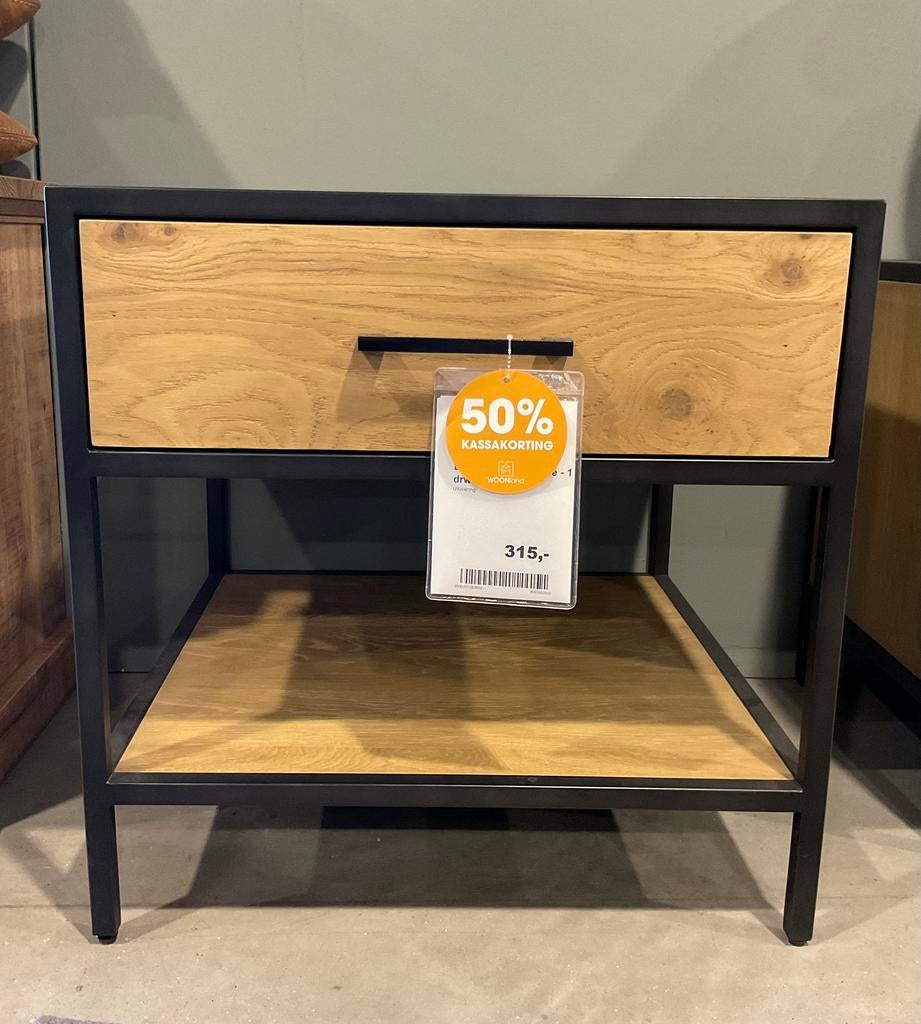 Hoektafel Luna | eiken fineer | 60x60 cm, Vierkant, Nieuw, 55 tot 75 cm, Ophalen of Verzenden