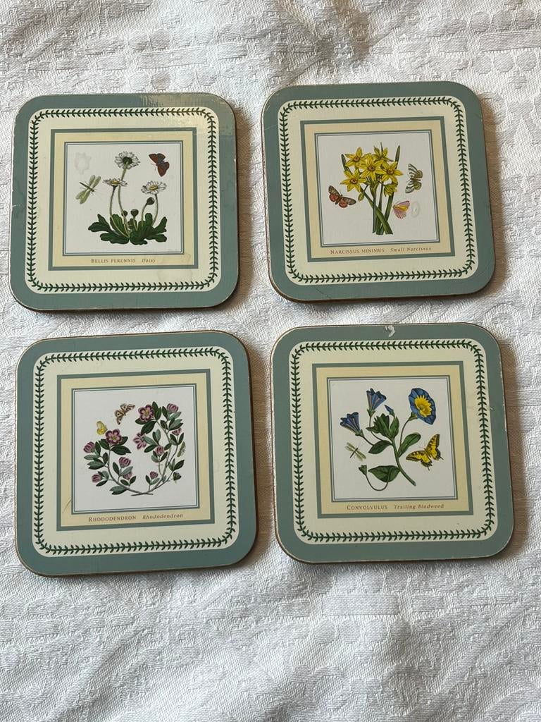 Set van 4 Vintage Portmeirion Botanic Garden Onderzetters, Ophalen of Verzenden, Zo goed als nieuw, Glas of Kopje