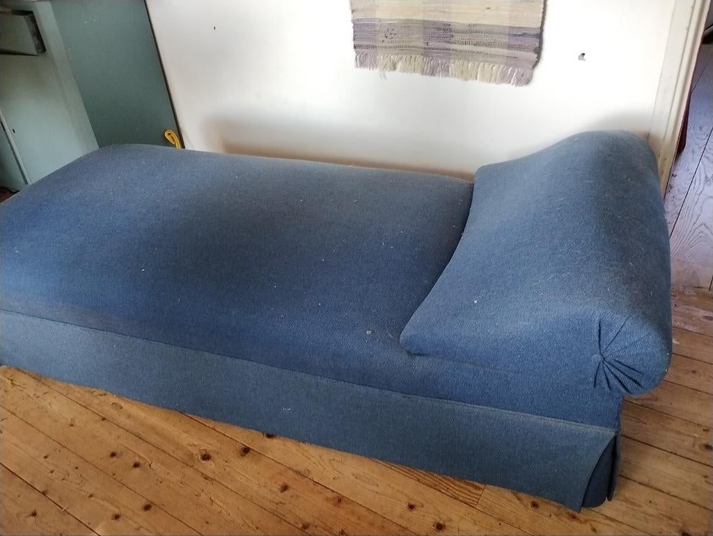 Comfortabele blauwe divan, Gebruikt, Eenpersoons, 150 tot 200 cm, Modern comfort
