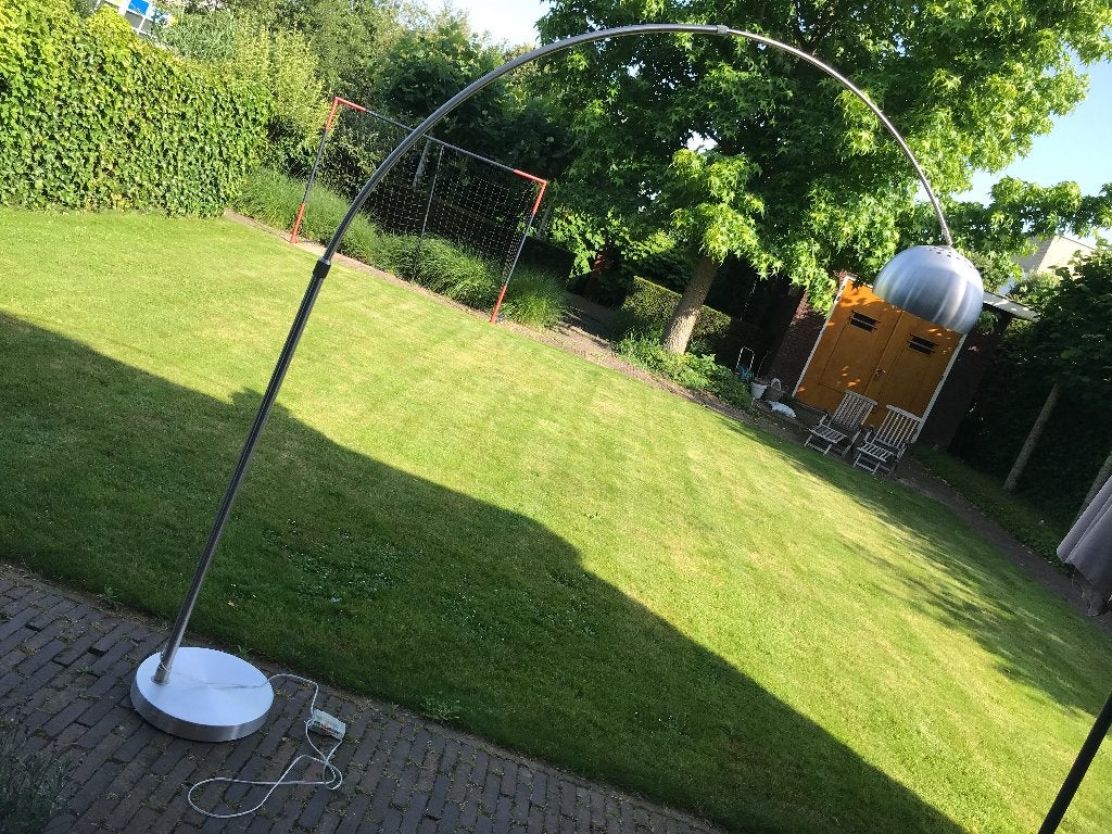 Booglamp RVS, Huis en Inrichting, Lampen | Vloerlampen, Ophalen, Gebruikt, Metaal, 150 tot 200 cm