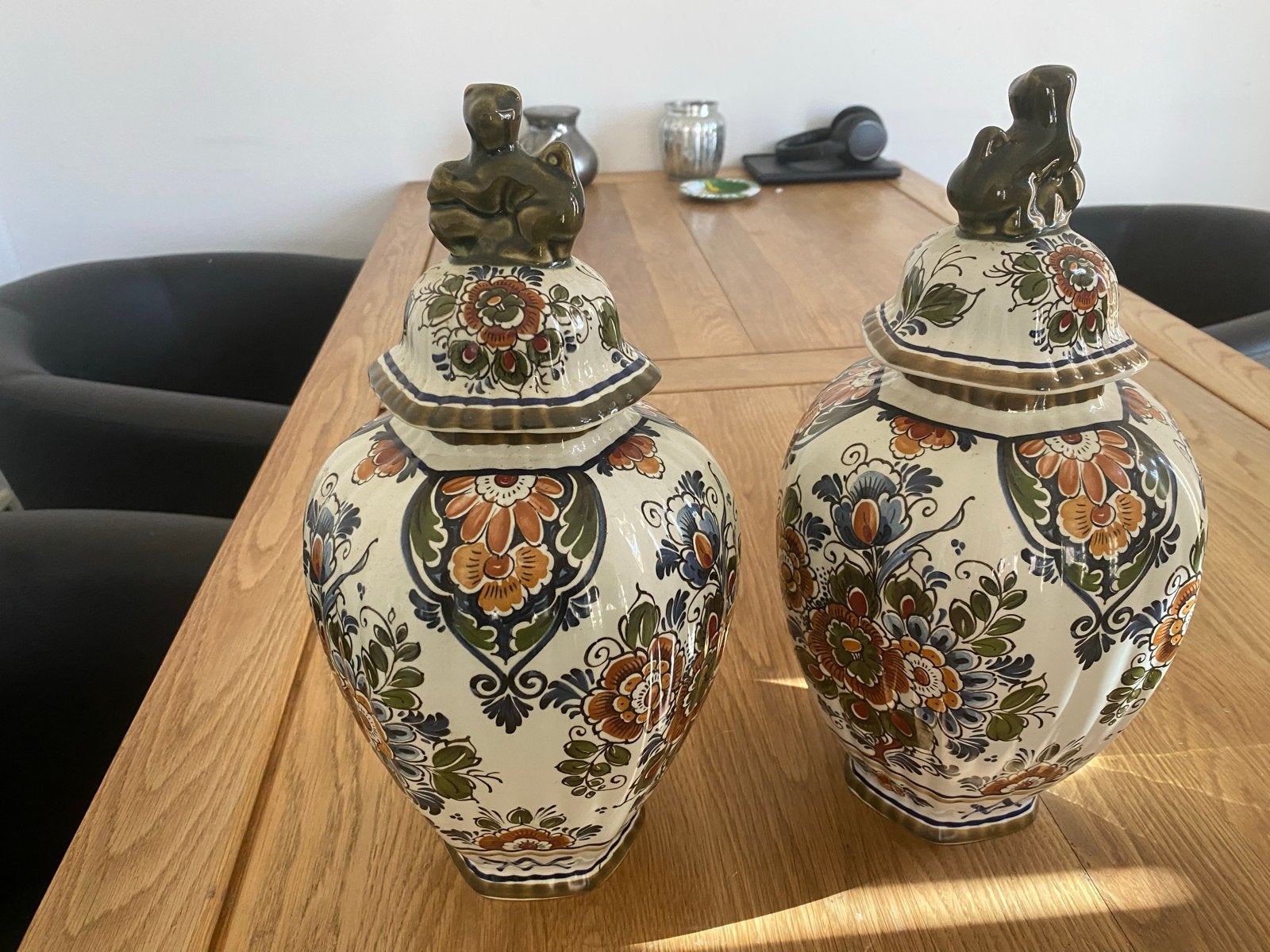 Prachtig Delfts Blauw Aardewerk Gemberpotten Set, Ophalen of Verzenden