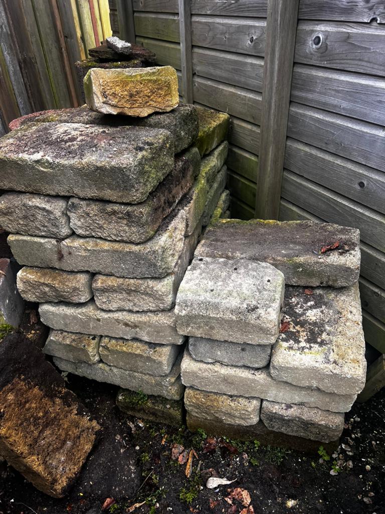 Stapelstenen, ca. 44x22x10 cm, geel, 36 stuks, Tuin en Terras, Ophalen, Gebruikt, Rond, Minder dan 30 cm
