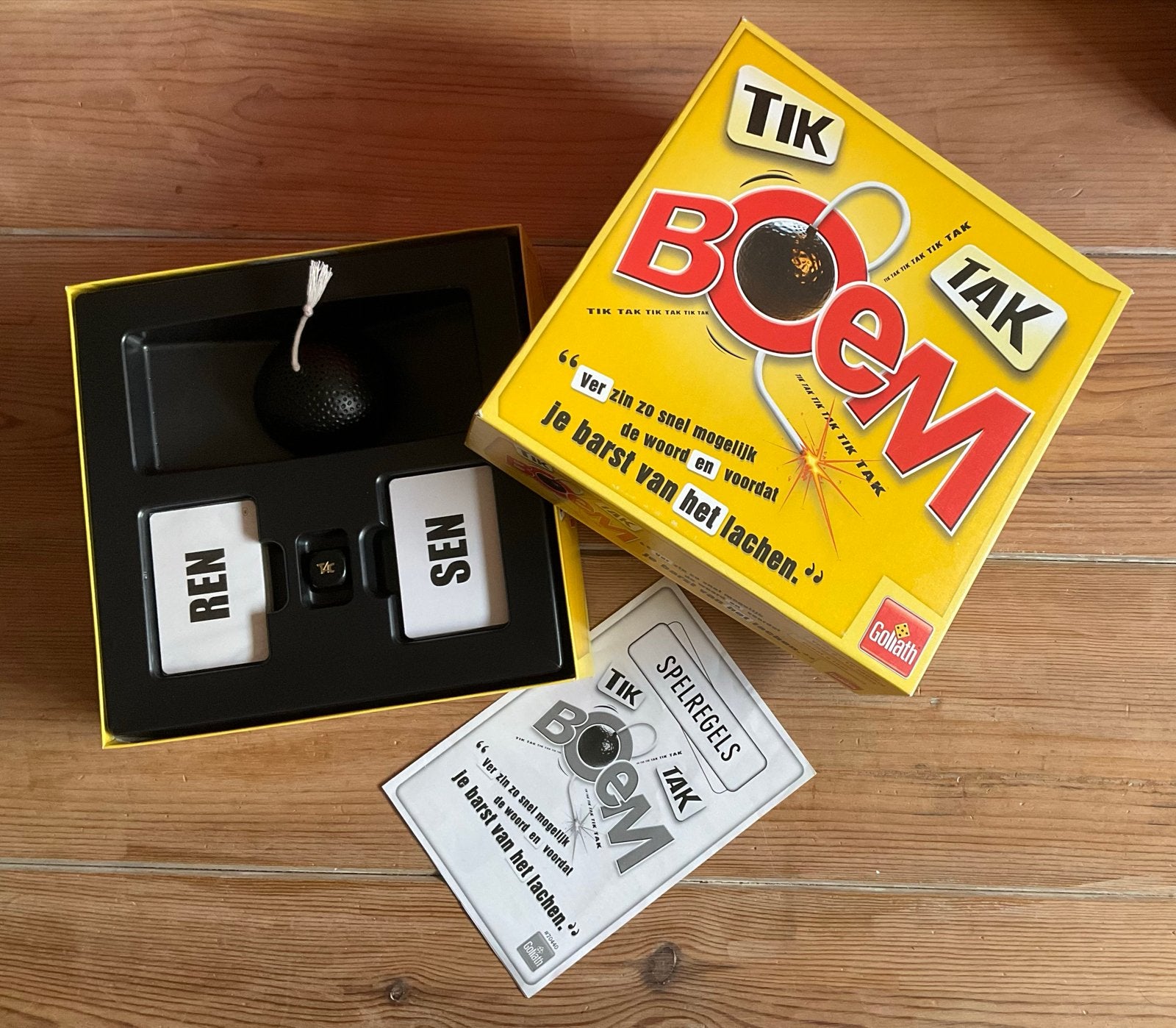 Goliath Tik Tak Boem Woordspel - Gezellig familiespel, Drie of vier spelers, Ophalen of Verzenden, Zo goed als nieuw