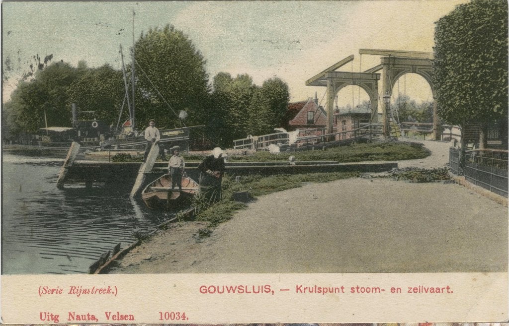 Gouwsluis Kruispunt stoom en zeilvaart   1907, Verzenden, Voor 1920, Gelopen, Zuid-Holland