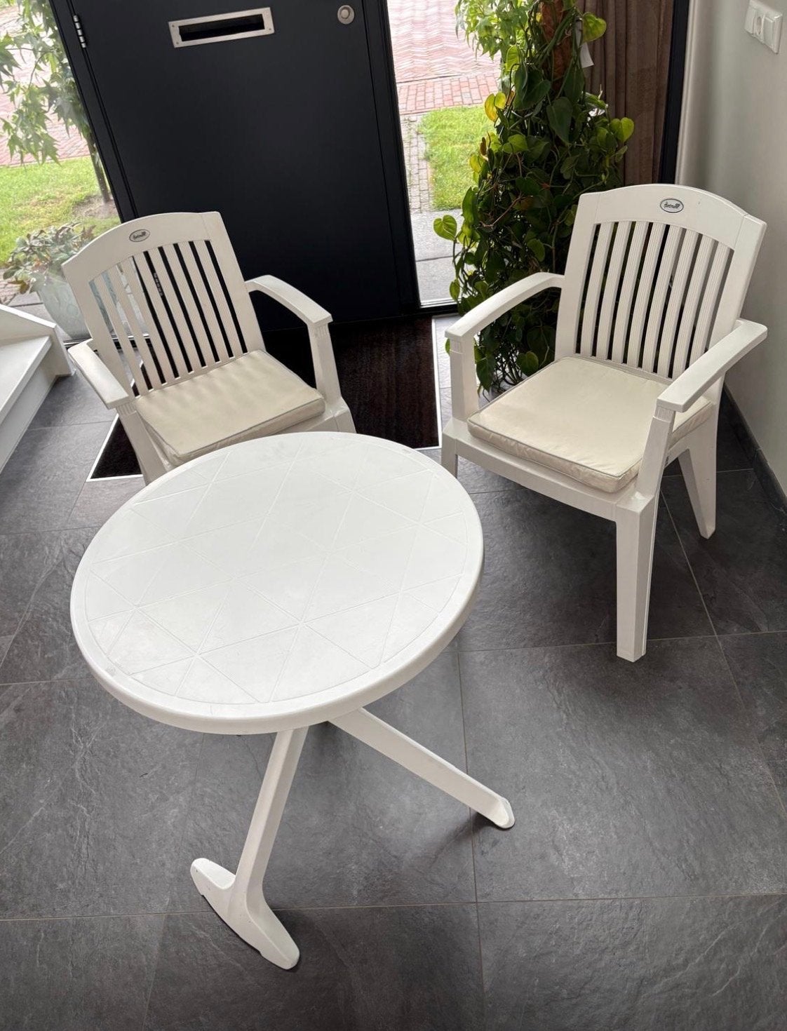 Hartman/Grand Soleil tuinset - 2 stoelen en tafel, Kunststof, Gebruikt, Eettafel, Tuinset