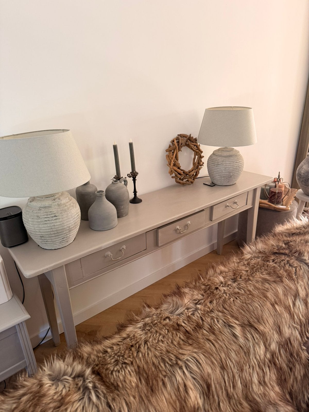 Sidetable, stijl landelijk grijs, Huis en Inrichting, Tafels | Sidetables, Ophalen, Gebruikt, Landelijk, 150 tot 200 cm