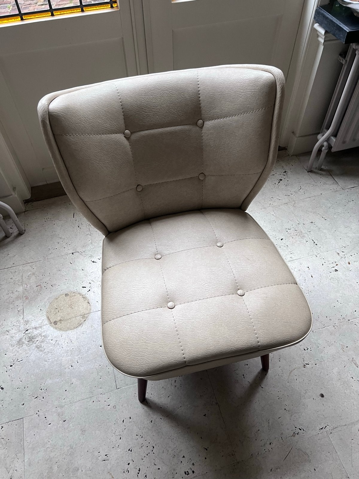 Coctail stoel  Crèmekleurige Fauteuil - jaren 50/60, Ophalen, Overige kleuren, Zo goed als nieuw, Eén