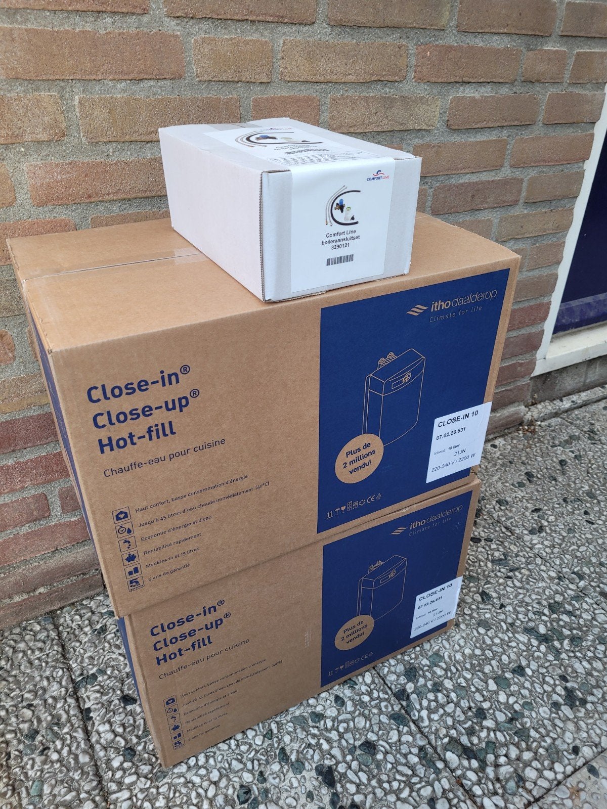 2x Daalderop Close-in boiler 10 liter 2200W & 1x aansluitset, Minder dan 20 liter, Ophalen of Verzenden, Nieuw, Boiler