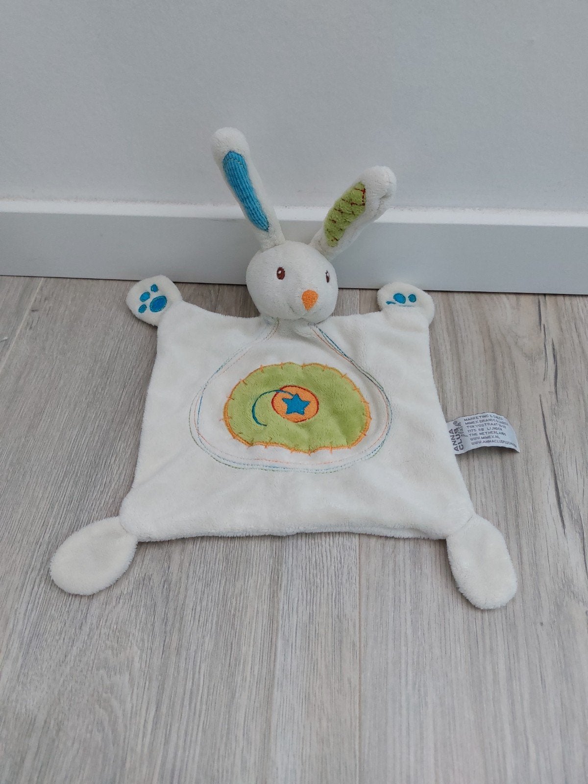 Knuffel knuffeldoekje Anna club plush konijn haas L2098, Ophalen of Verzenden, Zo goed als nieuw, Overige typen