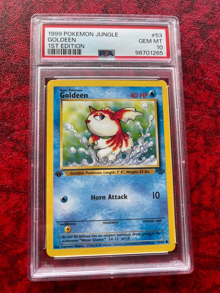 PSA 10 Pokemon 1999 Jungle Goldeen  1ST Edition 53 98701265, Ophalen of Verzenden, Nieuw, Losse kaart
