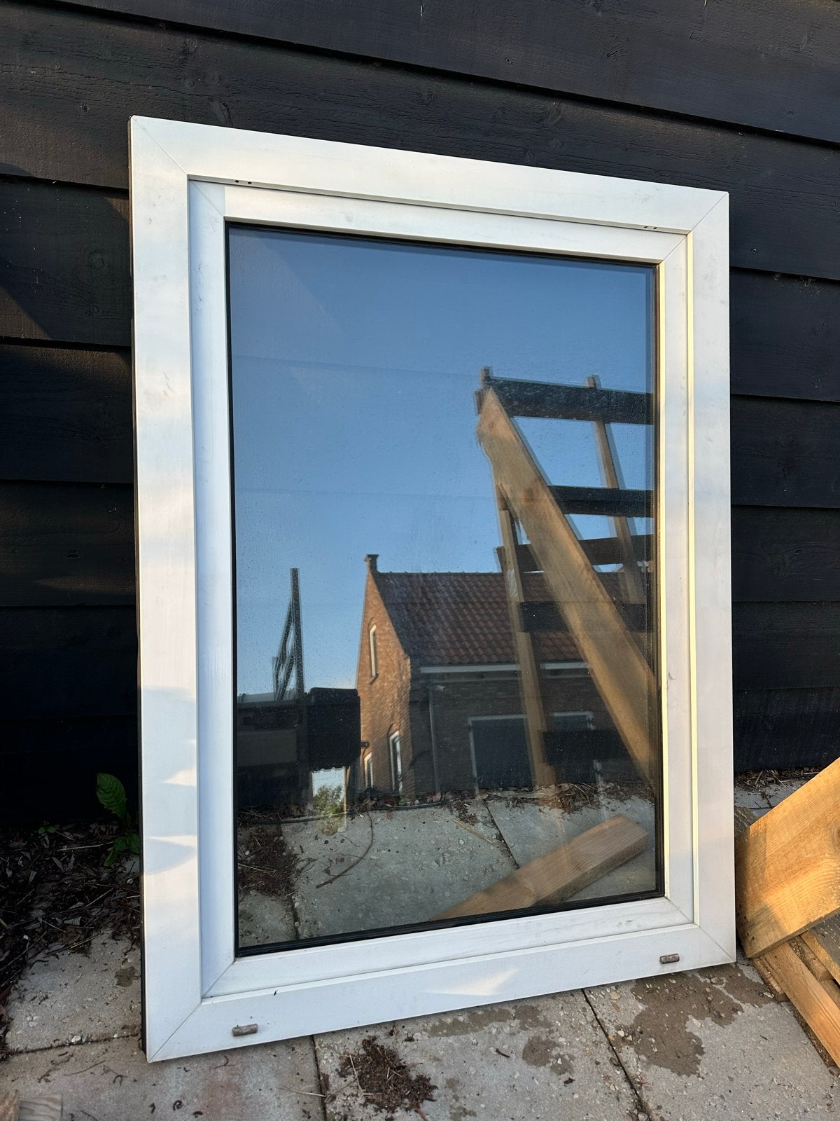Gebruikte kunstof kozijnen met dubbel glas, Ophalen, Gevelraam of Ruit, Gebruikt, 80 tot 120 cm