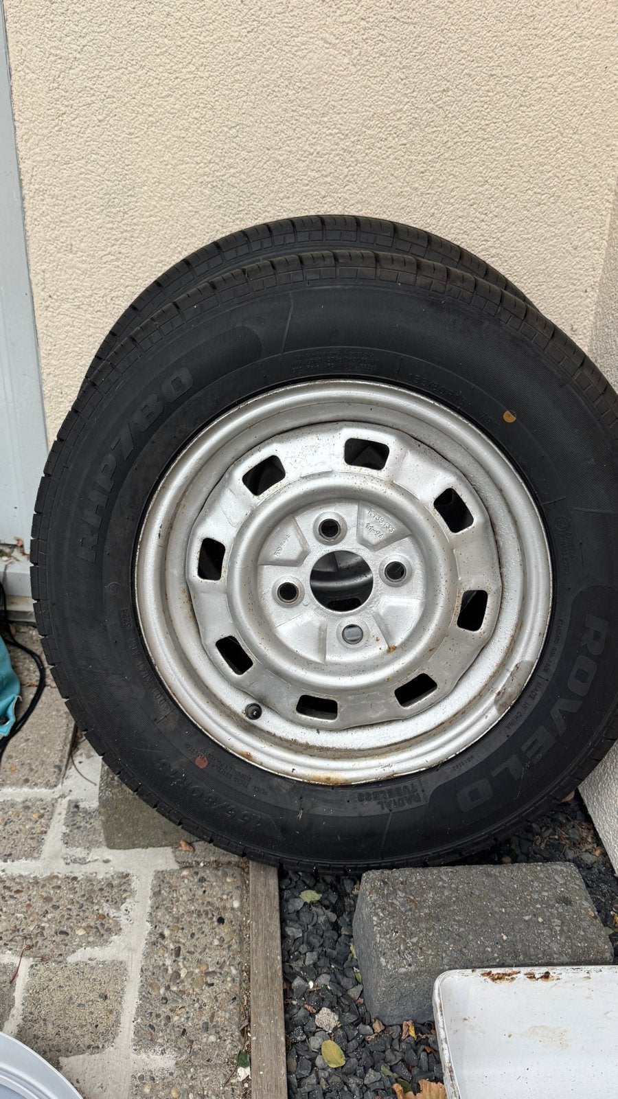 Aanhangerwielen stalen velgen 155/80R13, Auto diversen, Aanhangwagen-onderdelen, Ophalen, Gebruikt