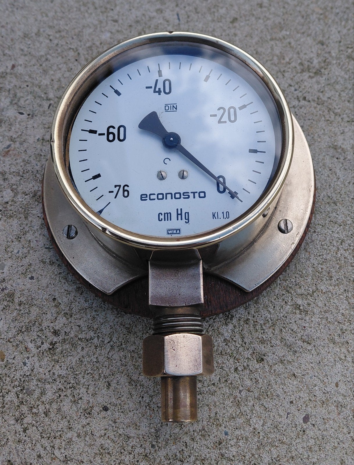 Antieke messing Econosto vacuum meter, Doe-het-zelf en Verbouw, Ophalen of Verzenden, Zo goed als nieuw, Druk