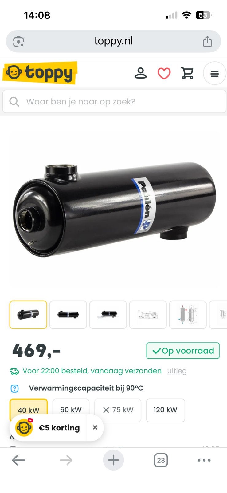 Pahlen  rvs warmtewisselaar 40kw, Ophalen of Verzenden, Nieuw, Minder dan 200 cm, Minder dan 80 cm