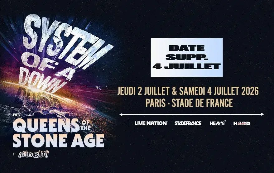 System of a Down ticket, Tickets en Kaartjes, Eén persoon, Juli, Hard Rock of Metal