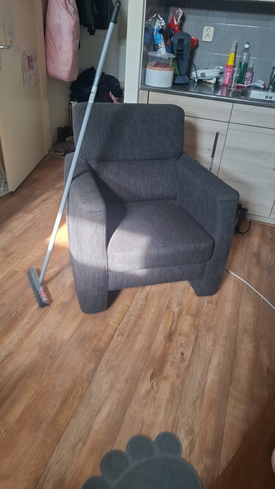 Comfortabele grijze fauteuil - gebruikt, Ophalen, Gebruikt, Eén, Modern
