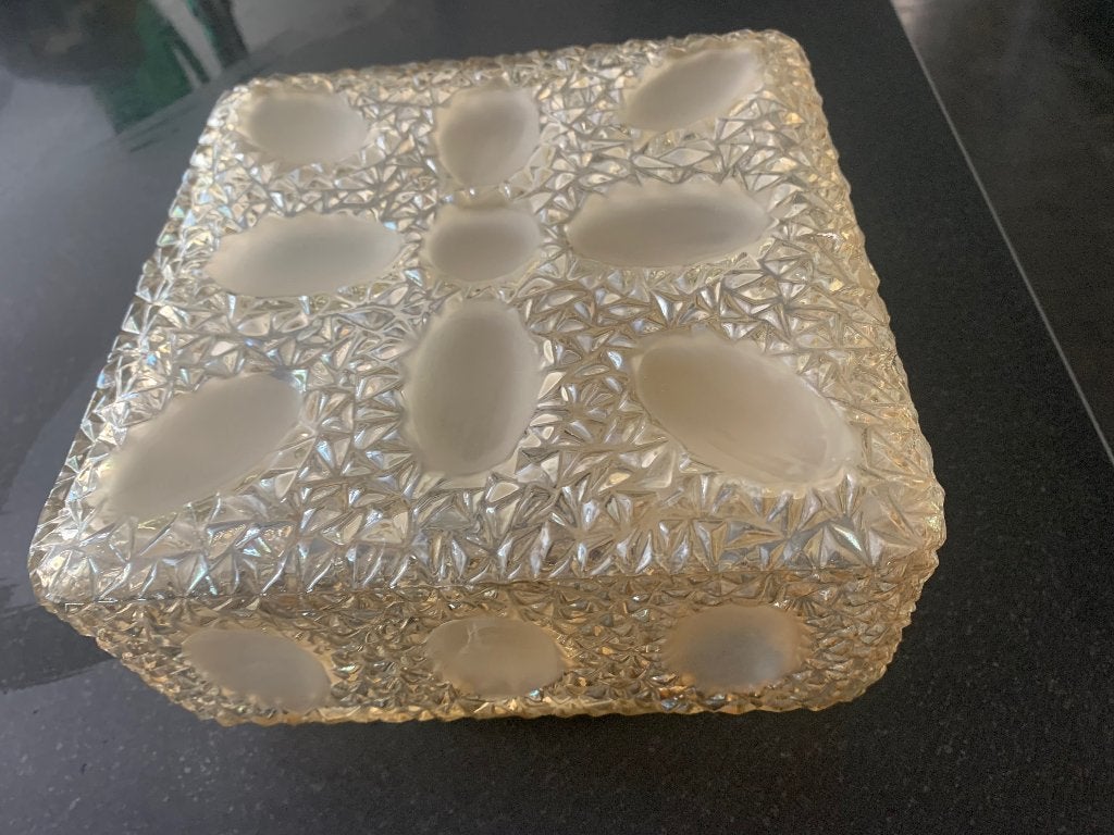 Mid-century design glass ceiling/wall lamp Sconce 1970, Huis en Inrichting, Jaren 70, Zo goed als nieuw, Overige kleuren, E27 (groot)
